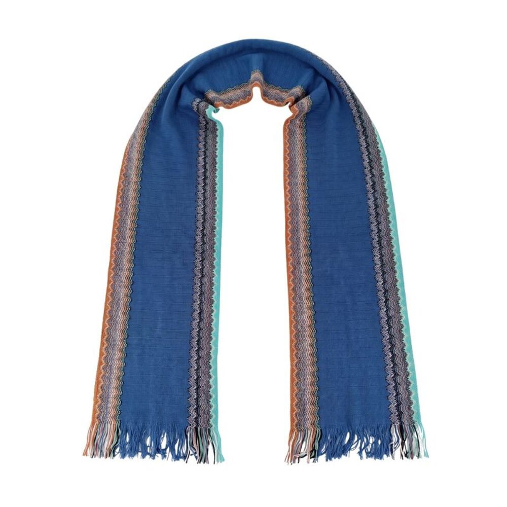 Missoni Cobalt Blue Classic Zigzag Cotton Scarf